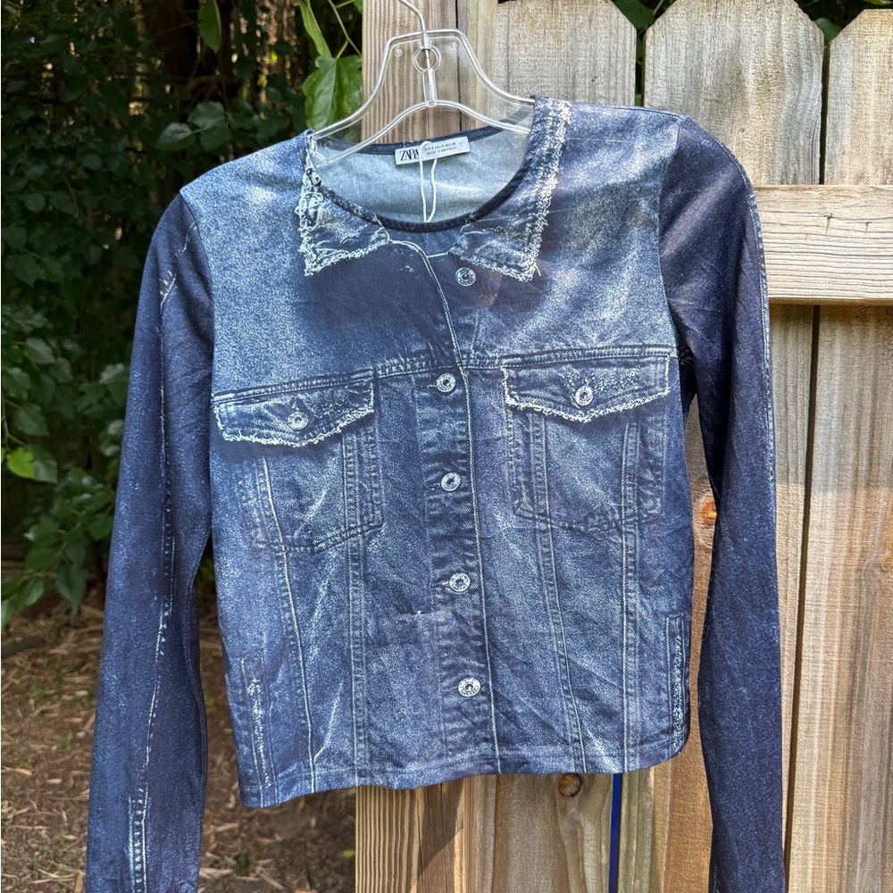 Zara Blue Jean Crop Top